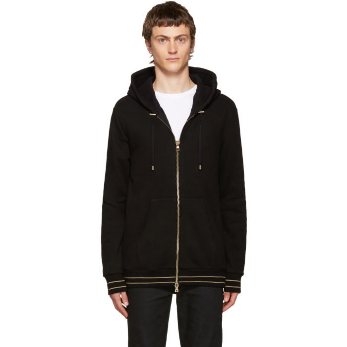 Photo: Balmain Black and Gold Zip Hoodie