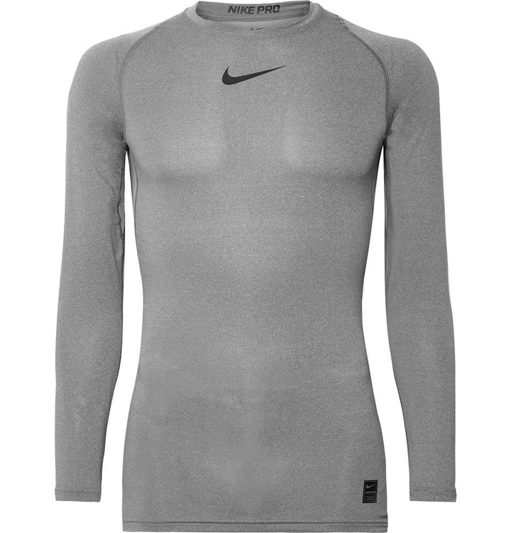 Photo: Nike Training - Pro Mesh-Panelled Dri-FIT Compression Top - Gray