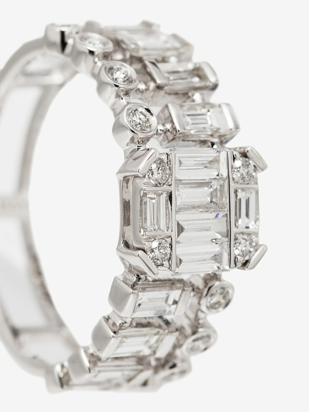 SHAY 18K White Gold Illusion Centre Dot Dash Diamond Ring