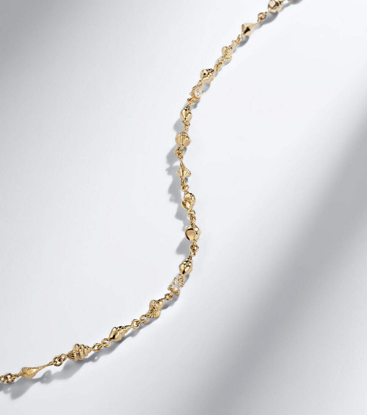 Anita Ko Shell By The Yard 18kt gold anklet with diamonds