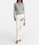 Area Distressed embellished wide-leg jeans
