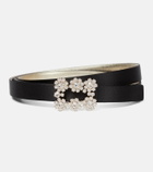 Roger Vivier Flower Strass satin belt