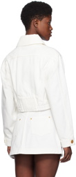Balmain White Cropped Denim Jacket
