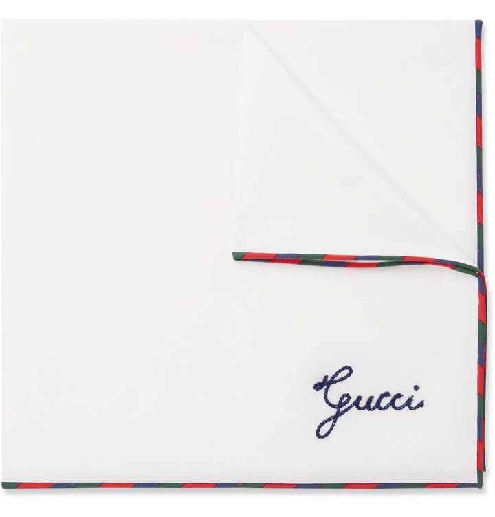 Photo: Gucci - Embroidered Cotton Pocket Square - Men - White