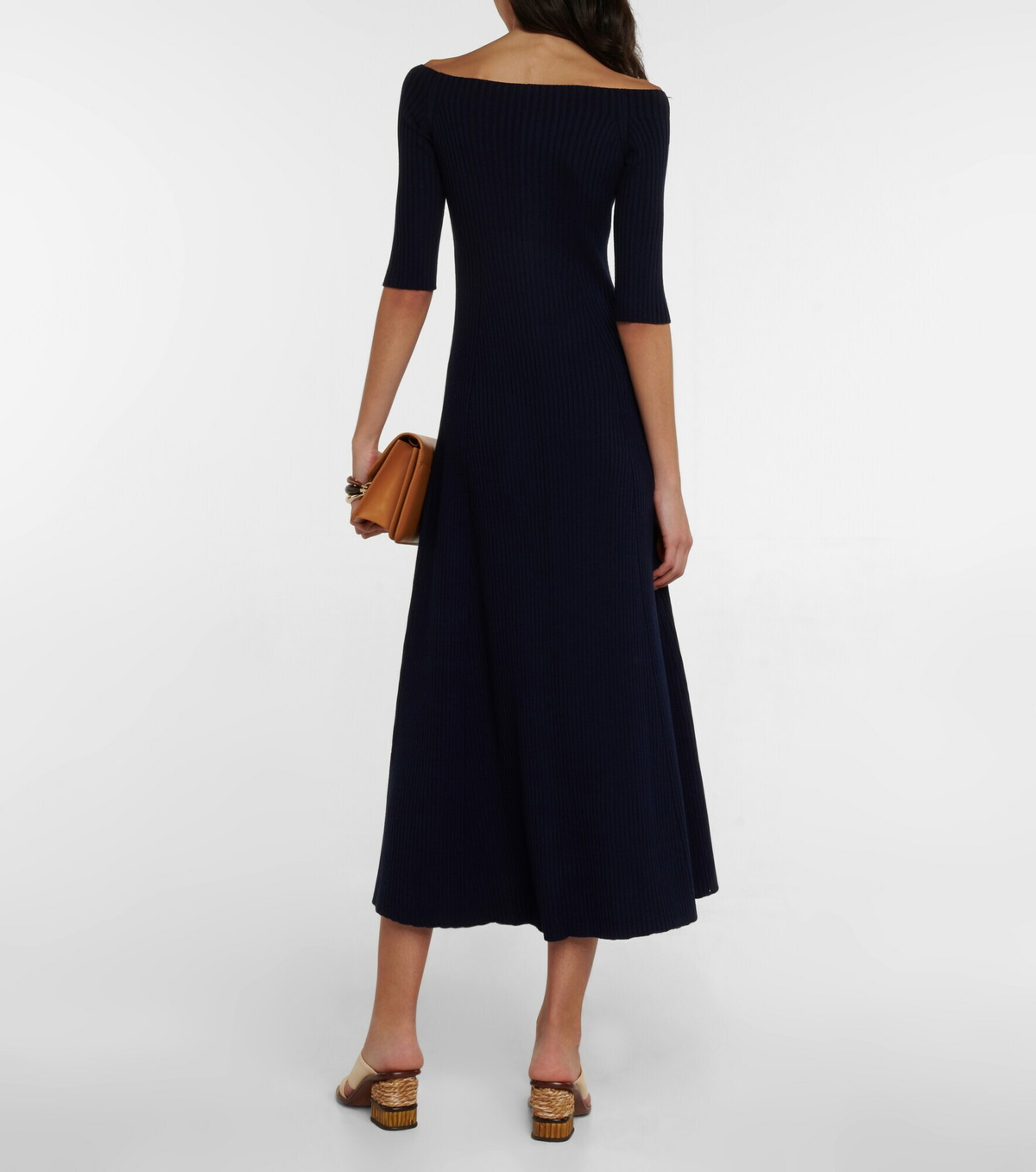 Off-Shoulder Ribbed Wool Blend Maxi Dress main image 0
