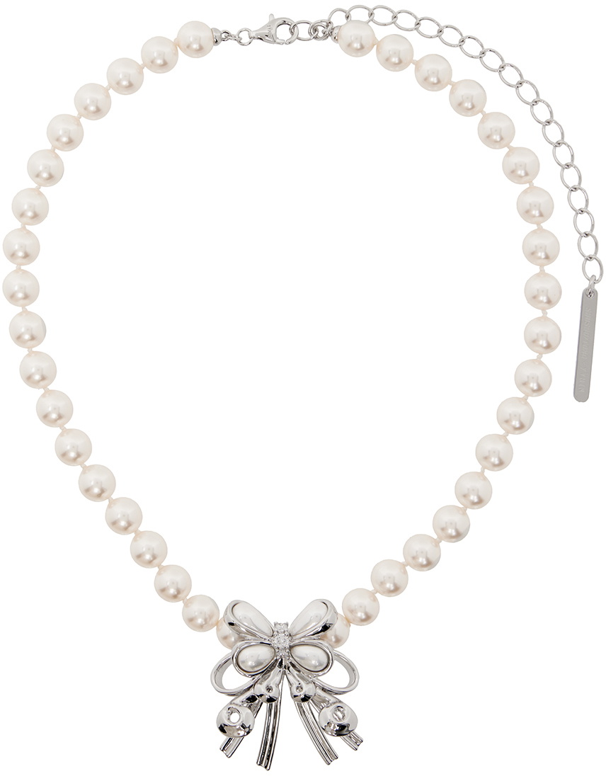 SHUSHU/TONG White Pearl Butterfly Flower Necklace Shushu/Tong