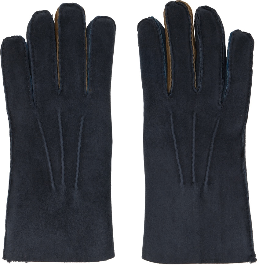 Photo: Paul Smith Navy Pinched Seam Shearling Gloves
