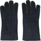 Paul Smith Navy Pinched Seam Shearling Gloves