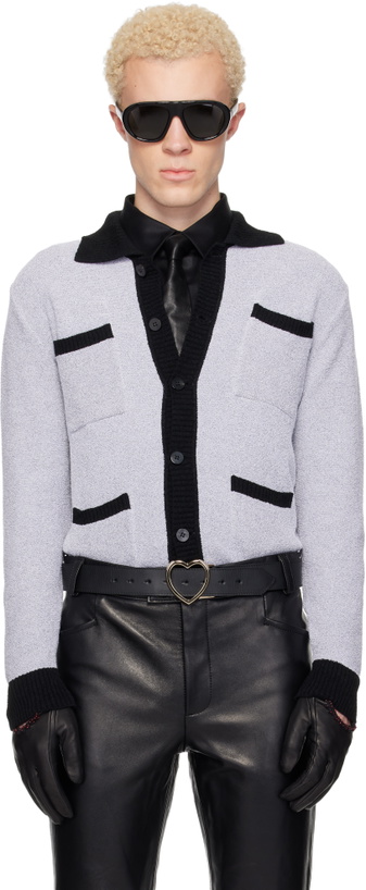 Photo: Ernest W. Baker Gray Four Pocket Boucle Cardigan
