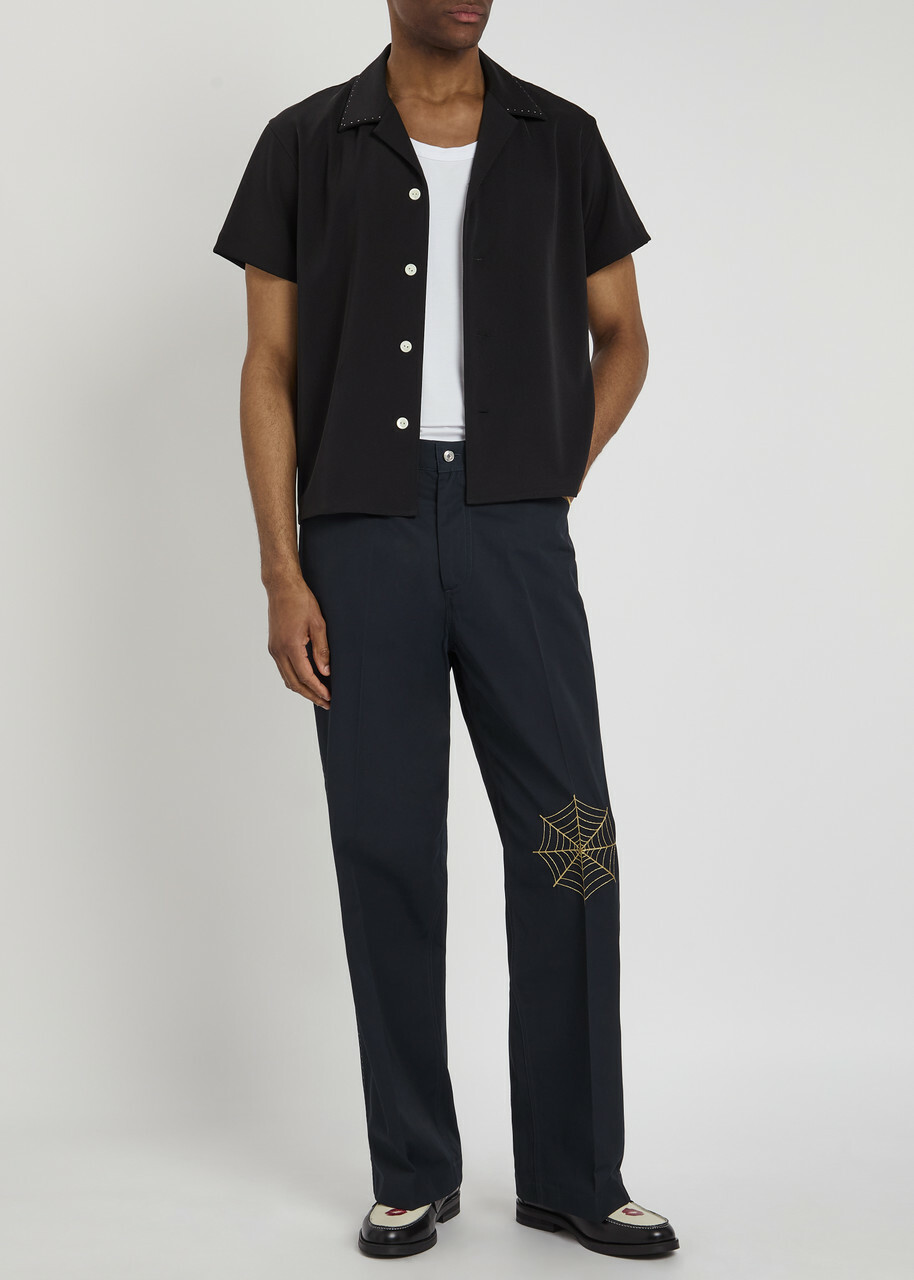 SECOND LAYER セカンドレイヤー　ANGEL TROUSER NAVY Second Layer Angel Embroidered Shell Trousers Navy Second/Layer