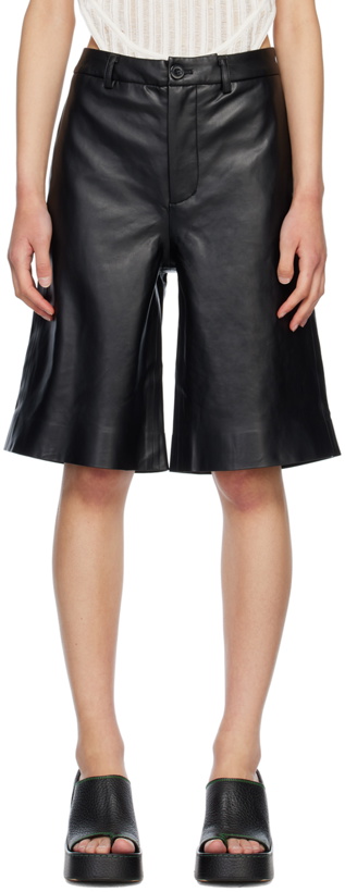Photo: Holzweiler Black Celest Faux-Leather Shorts