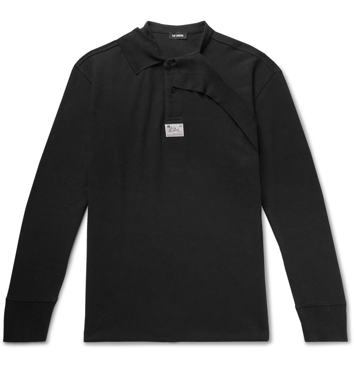 Photo: Raf Simons - Oversized Layered Cotton-Piqué Polo Shirt - Black