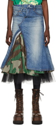 Junya Watanabe Blue Denim & Tulle Skirt