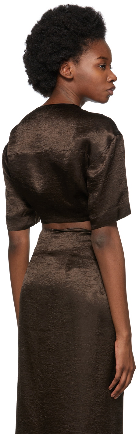 Yuzefi Brown Wrap Top T-Shirt