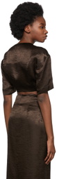 Yuzefi Brown Wrap Top T-Shirt