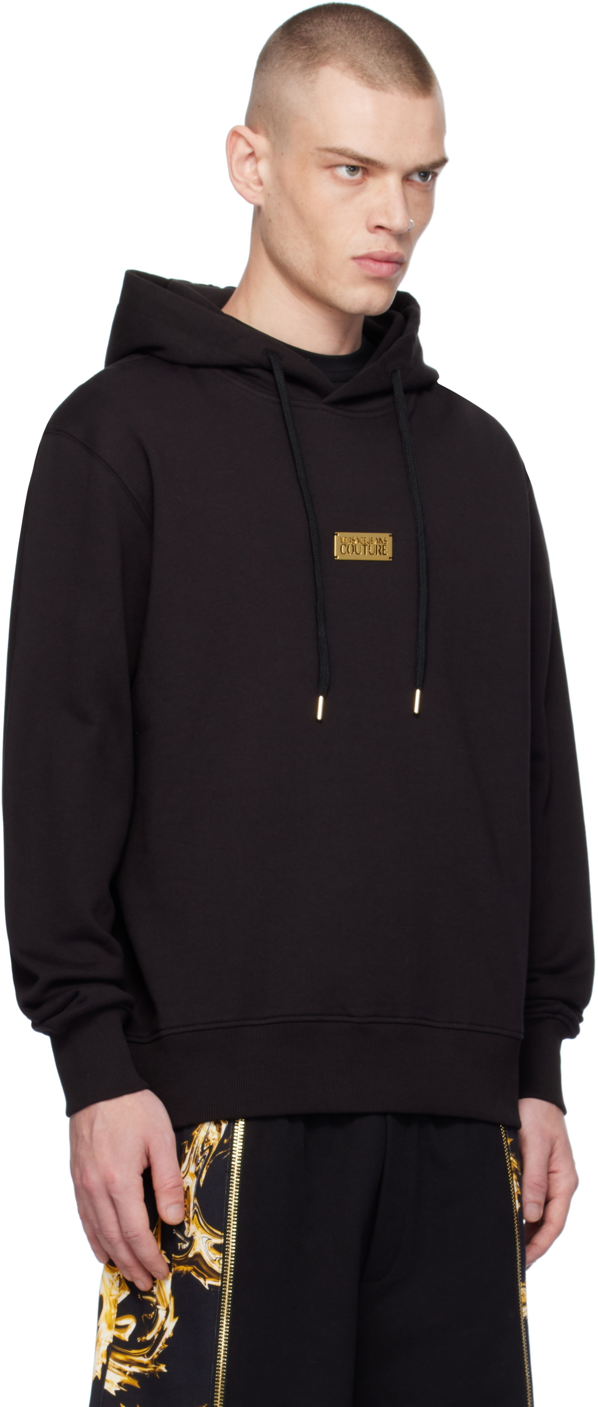 Versace Jeans Couture Black Logo Regular-Fit Hoodie
