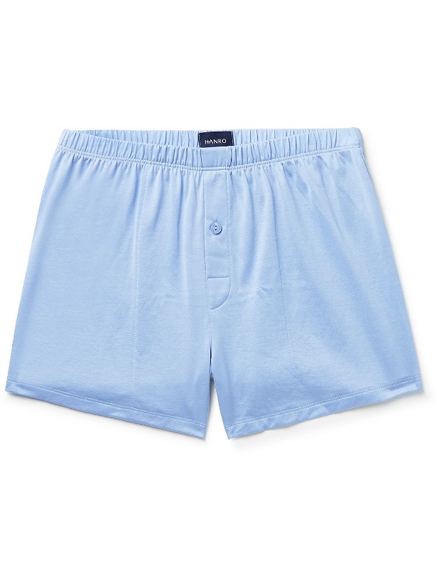 Photo: Hanro - Mercerised Cotton-Jersey Boxer Shorts - Blue