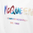 Alexander McQueen Men's Long Sleeve Luminous Graffiti Logo T-Shirt in White