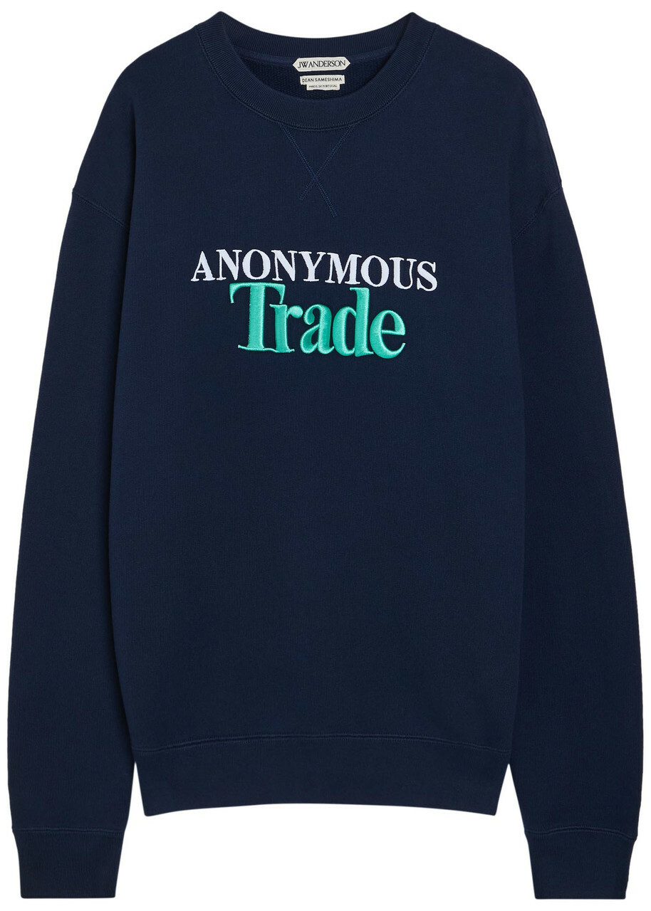 JW Anderson Embroidered Cotton Sweatshirt Navy