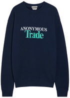JW Anderson Embroidered Cotton Sweatshirt Navy