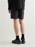 CAYL - Flow Straight-Leg Belted Logo-Print Ripstop Shorts - Black