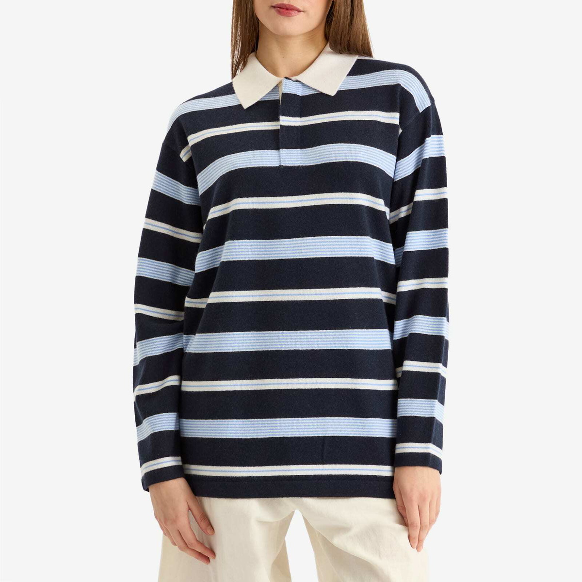 GUEST IN RESIDENCE Women's Striped Rugby in Midnight Combo
