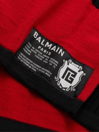 Balmain - Striped Logo-Intarsia Wool Sweater - Red