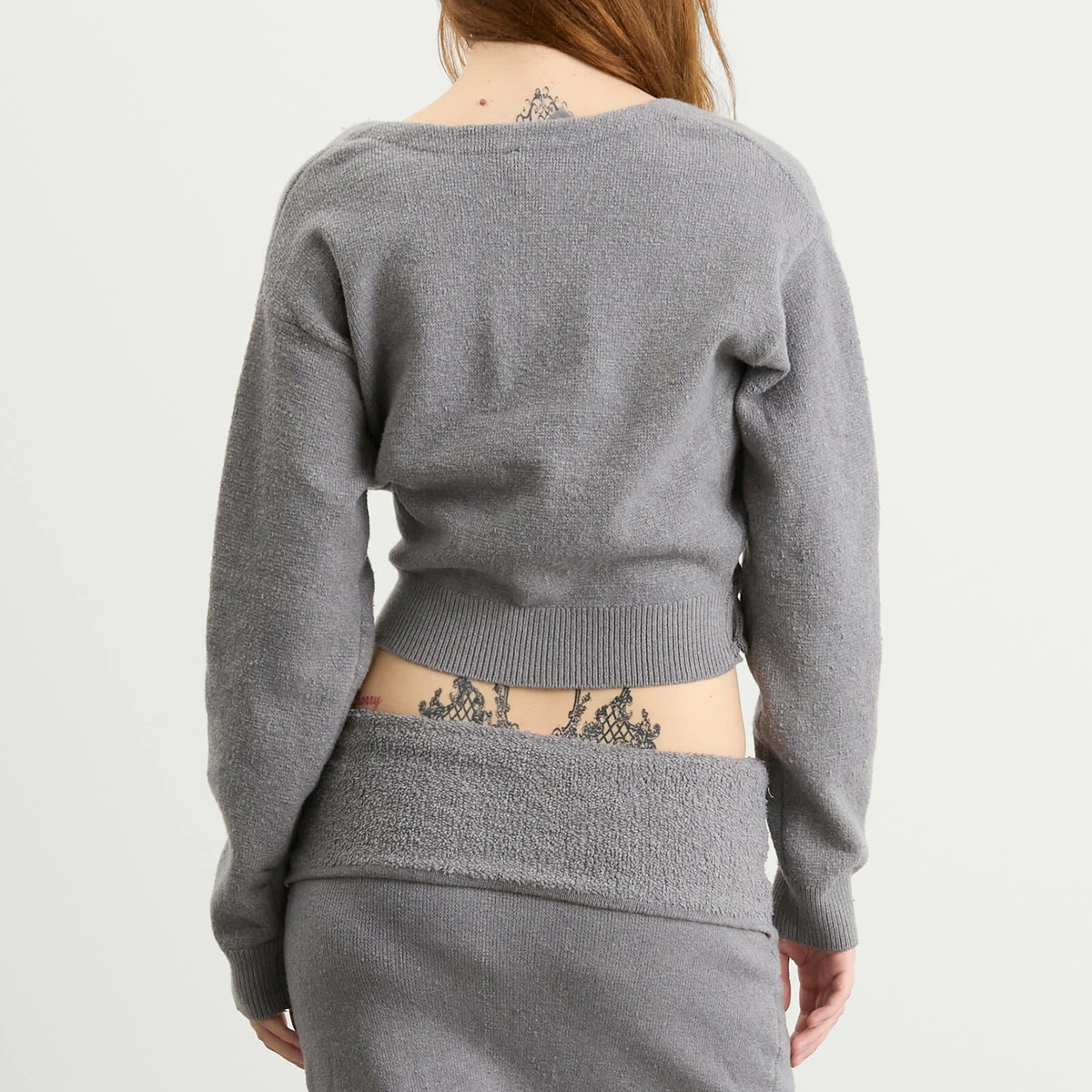 SKIMS Women's Textured Knit Crop Cardigan in Dark Heather Grey