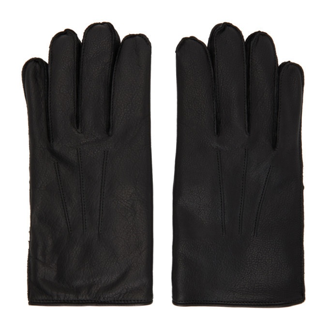 RRL Black Leather Officers Gloves RRL