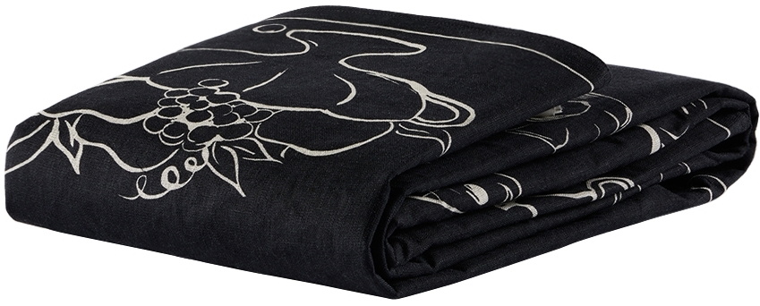 Misette Black Line Drawing Linen Runner