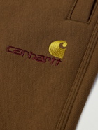 Carhartt WIP - American Script Logo-Embroidered Cotton-Blend Jersey Drawstring Shorts - Brown