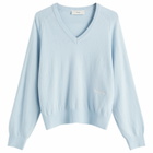 DUNST Women's Unisex Loose V-Neck Sweater in Soft Blue