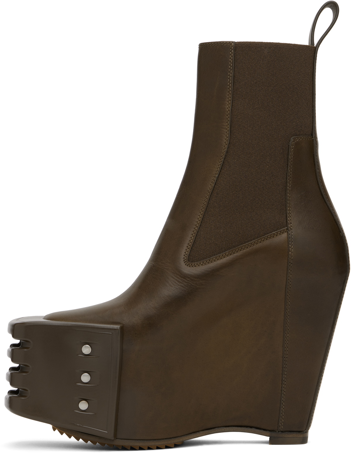 Rick Owens Khaki Porterville Grilled Wedge Beatle Chelsea Boots
