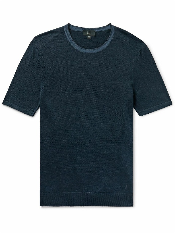 Photo: Dunhill - Linen and Mulberry Silk-Blend T-Shirt - Blue