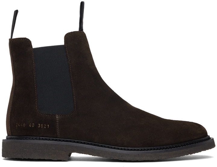 Photo: Common Projects Brown Classic Waxed Suede Chelsea Boots