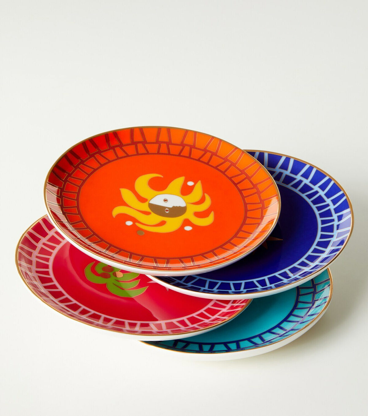 Jonathan Adler Playa set of 4 porcelain side plates