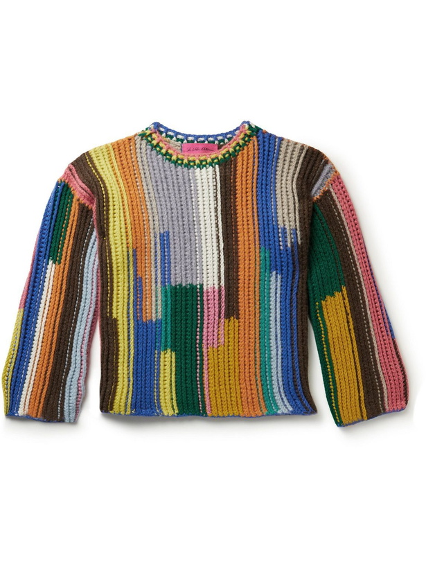 Photo: The Elder Statesman - Hacky Striped Crochet-Knit Cashmere Sweater - Multi