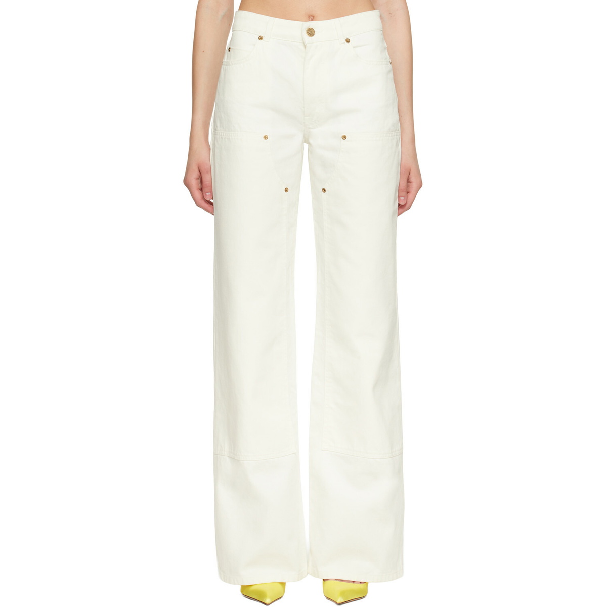 BALMAIN Off-White Loose-Fit Denim Jeans
