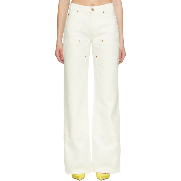 Photo: BALMAIN Off-White Loose-Fit Denim Jeans