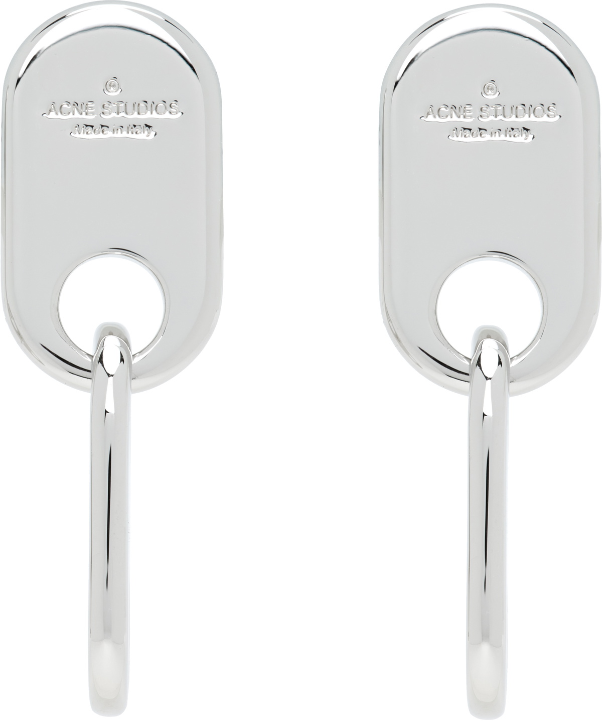 Acne Studios Silver Chain Lock Earrings