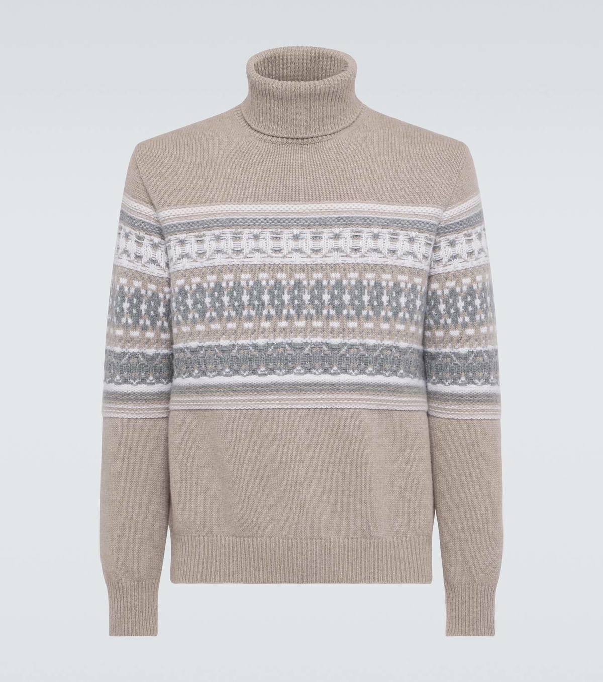 Zegna Intarsia cashmere turtleneck sweater