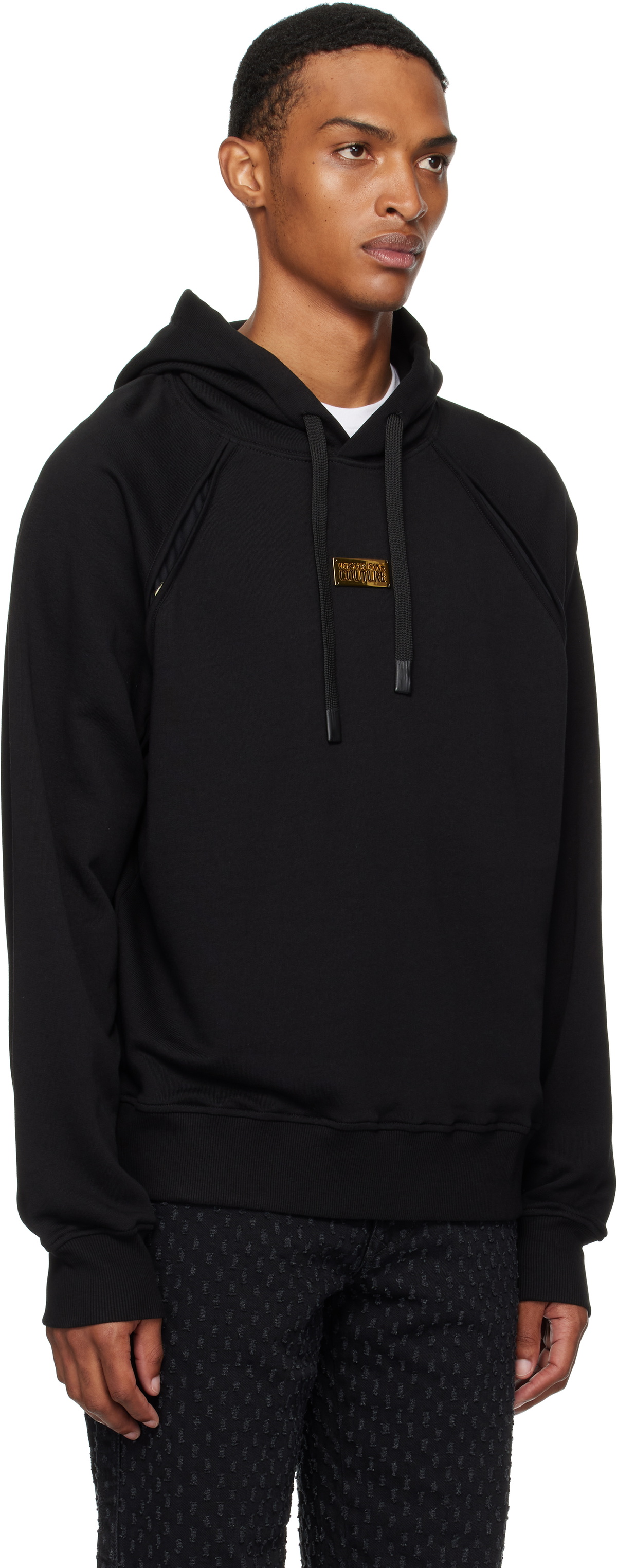 Versace Jeans Couture Black Outline Barocco Relaxed-Fit Hoodie