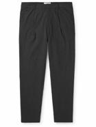Folk - Assembly Tapered Crinkled-Cotton Suit Trousers - Black