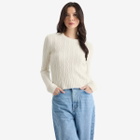 GUEST IN RESIDENCE Women's Cable Shrunken Crew In Cashmere in Cream