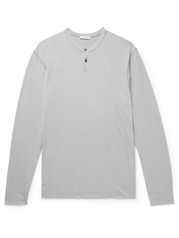 Photo: James Perse - Brushed Cotton-Blend Jersey Henley T-Shirt - Gray