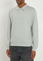 Les Deux Ben Melange Cotton-blend Polo Jumper Light Grey