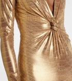 Roberto Cavalli Embellished snake-print midi dress