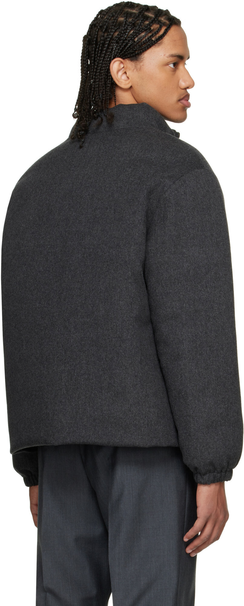 Jil Sander Gray Wool Melton Down Jacket