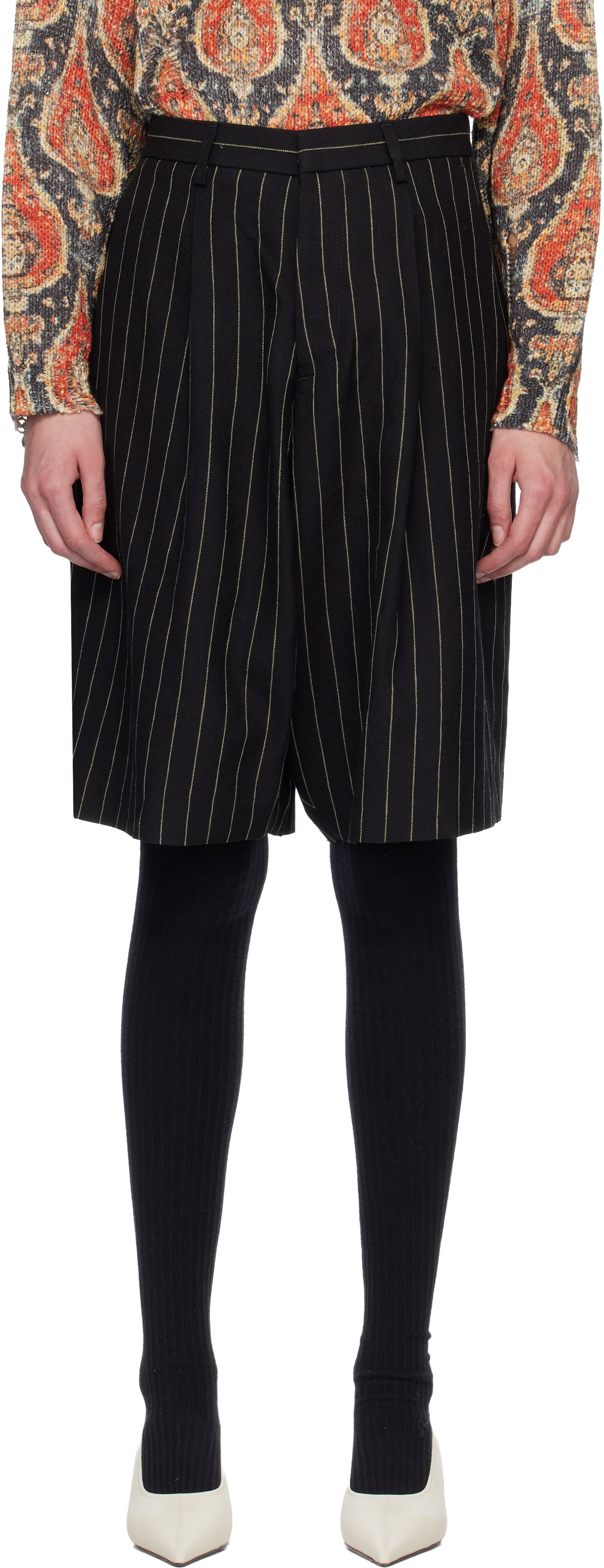 R13 Black Jumbo Tailored Shorts