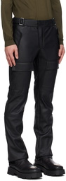 MISBHV Black Straight-Leg Faux-Leather Cargo Pants